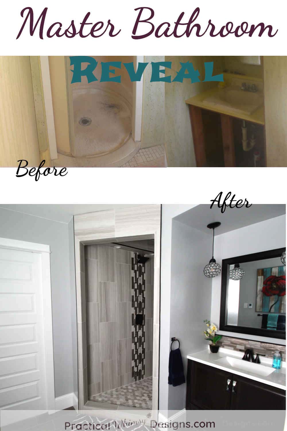 Master Bathroom Reveal before and after pictures