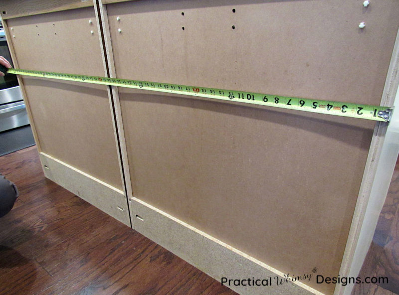 Measuring island cabinets horizontally