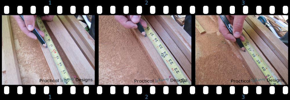 Marking correct measurement for cutting out boards for easy garden trellis diy