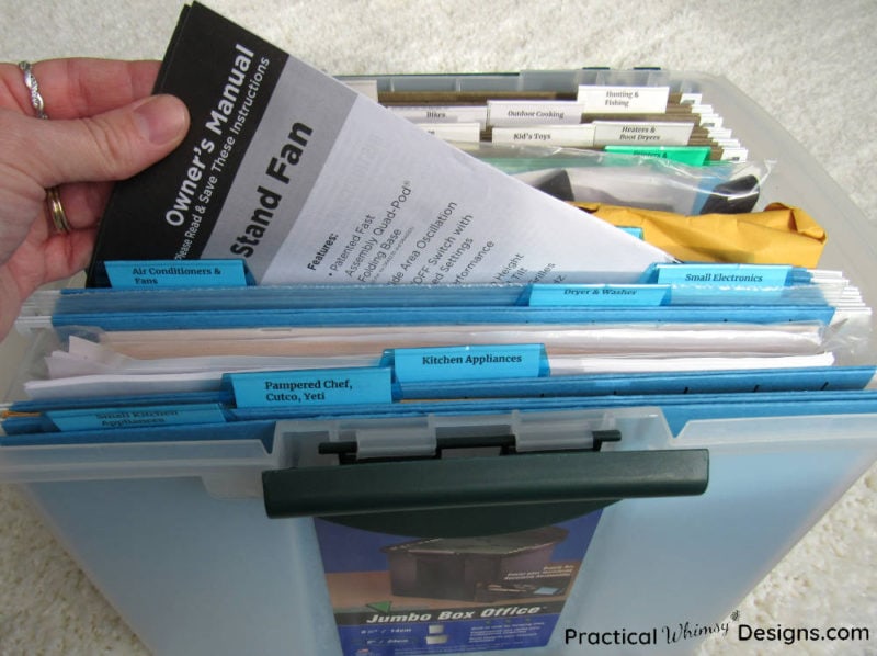 Best way to organize owner's manuals using a filing cabinet