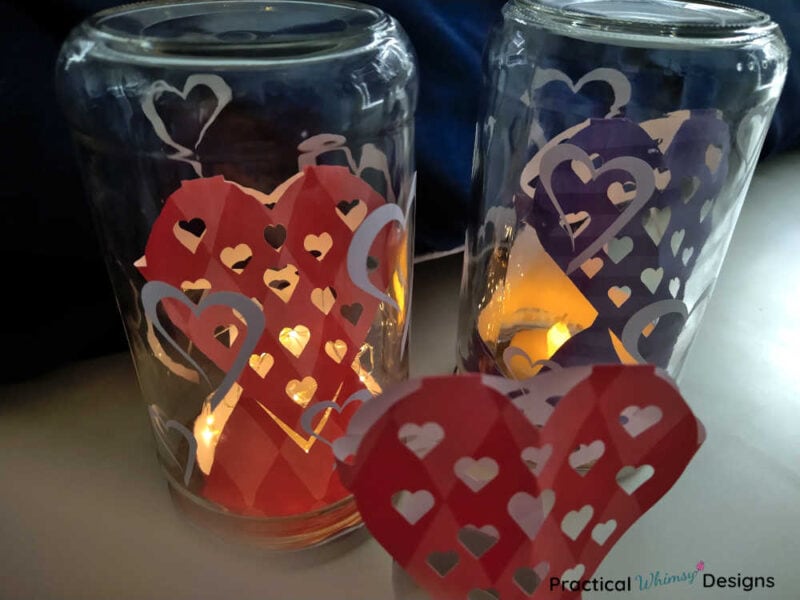 3D paper heart luminaries