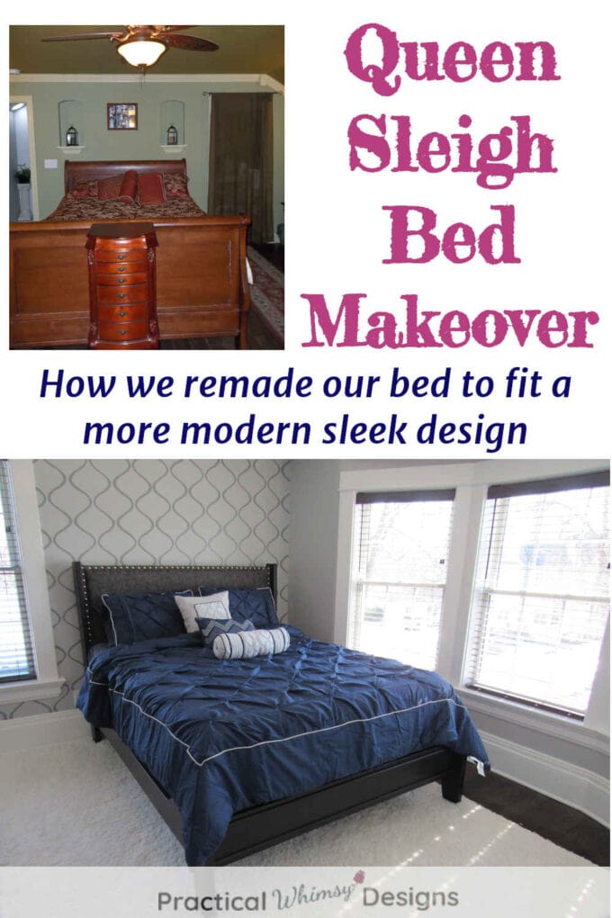 Queen sleigh bed makeover before and after picture