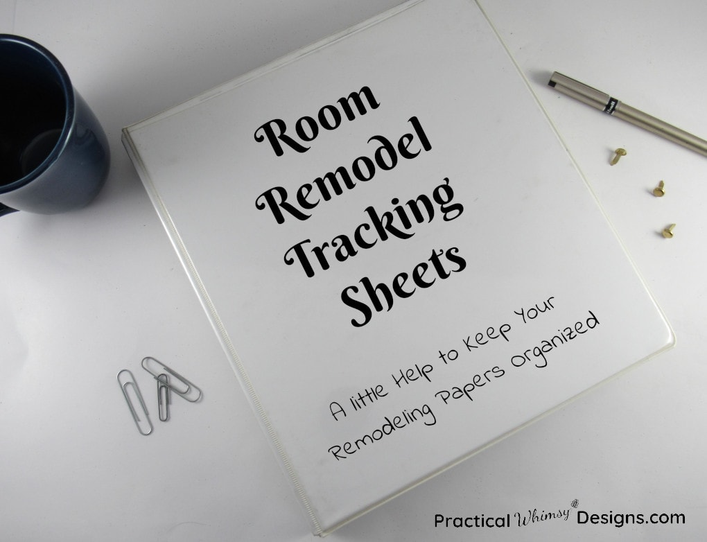 Room Remodel Tracking Sheet for organizing your remodeling papers