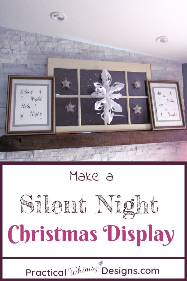 Silent Night Christmas mantel with stars and window