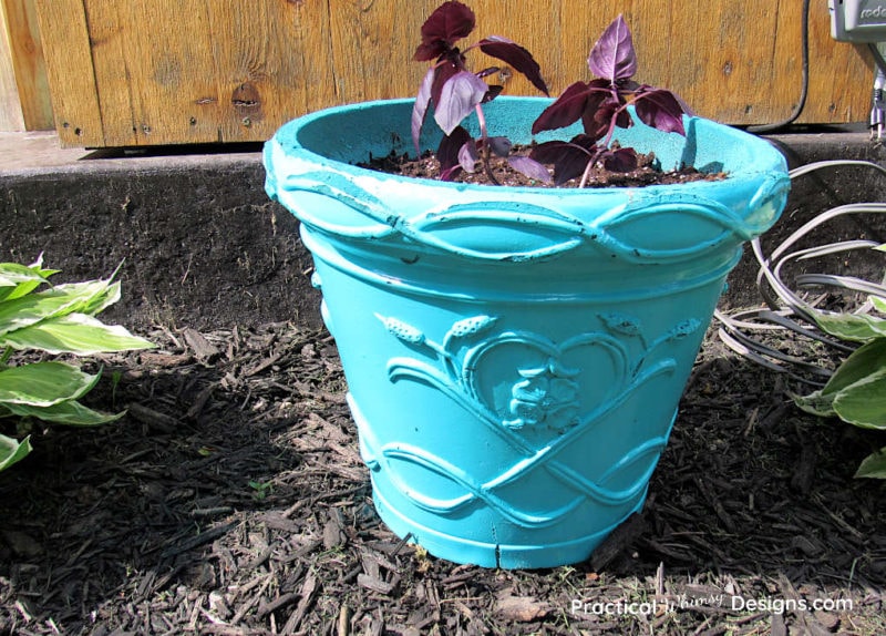 Spray painted foam flower pot