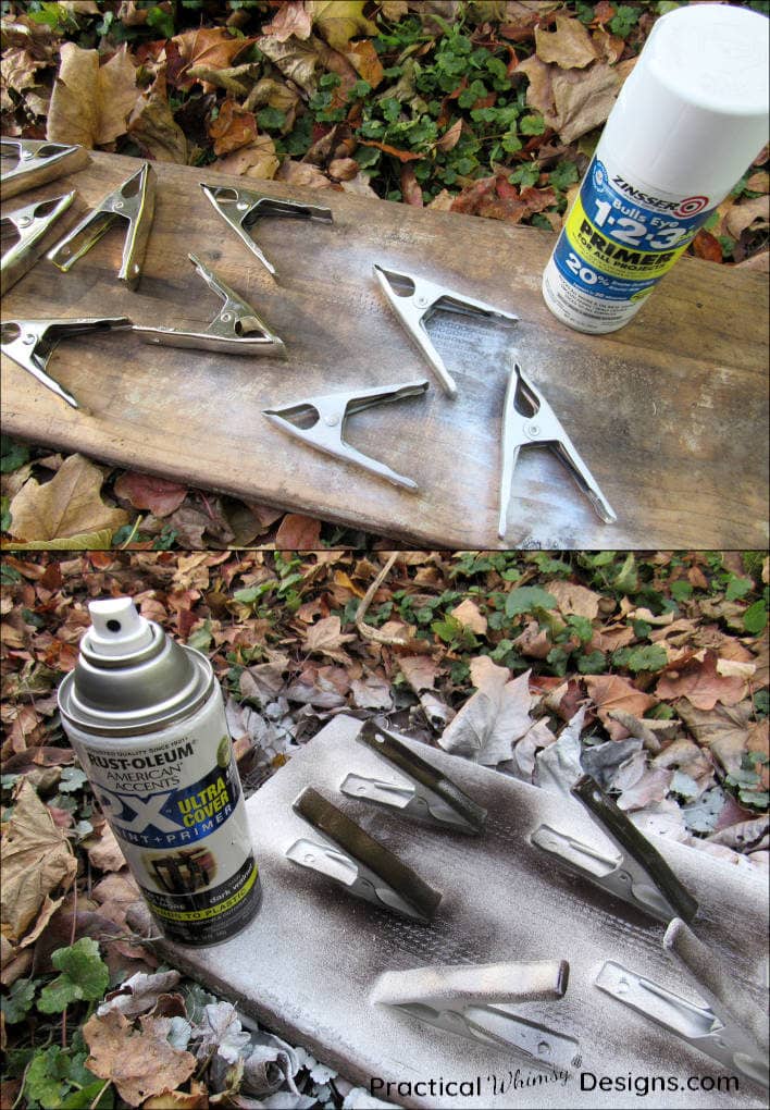 Spray painting metal clips