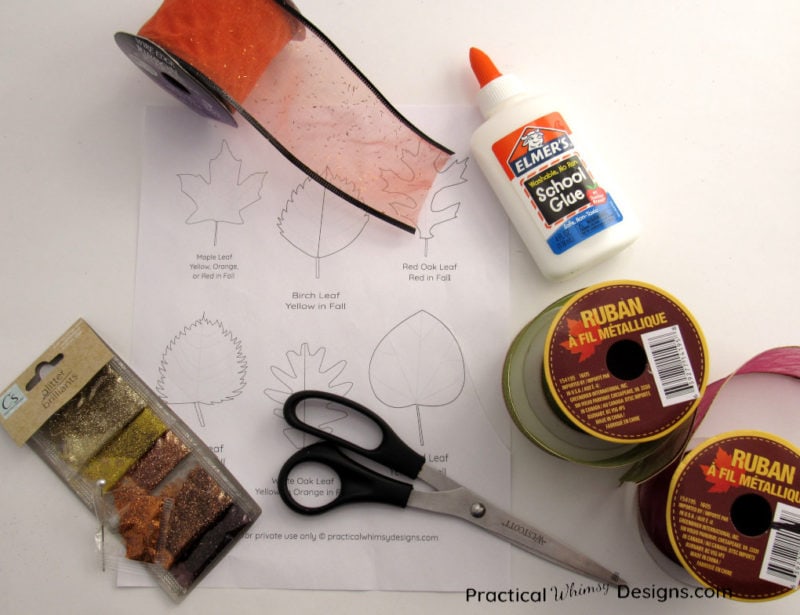 Supplies for decorative fall leaves