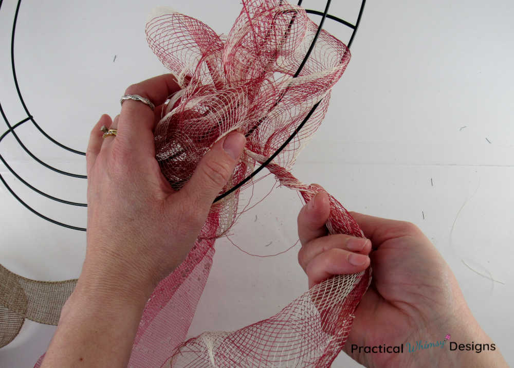 How to Make a DIY Mesh Wreath With 3 Colors - Practical Whimsy Designs