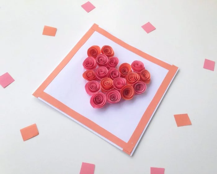3D Rose Filled Paper Heart Art