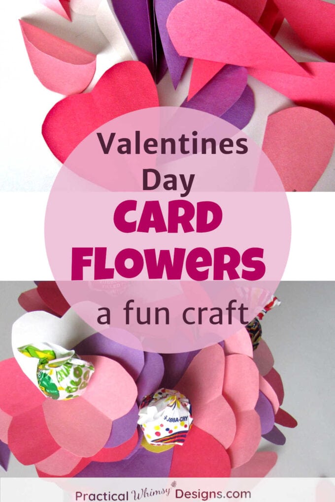 Valentine's Day Card Flowers made from paper hearts