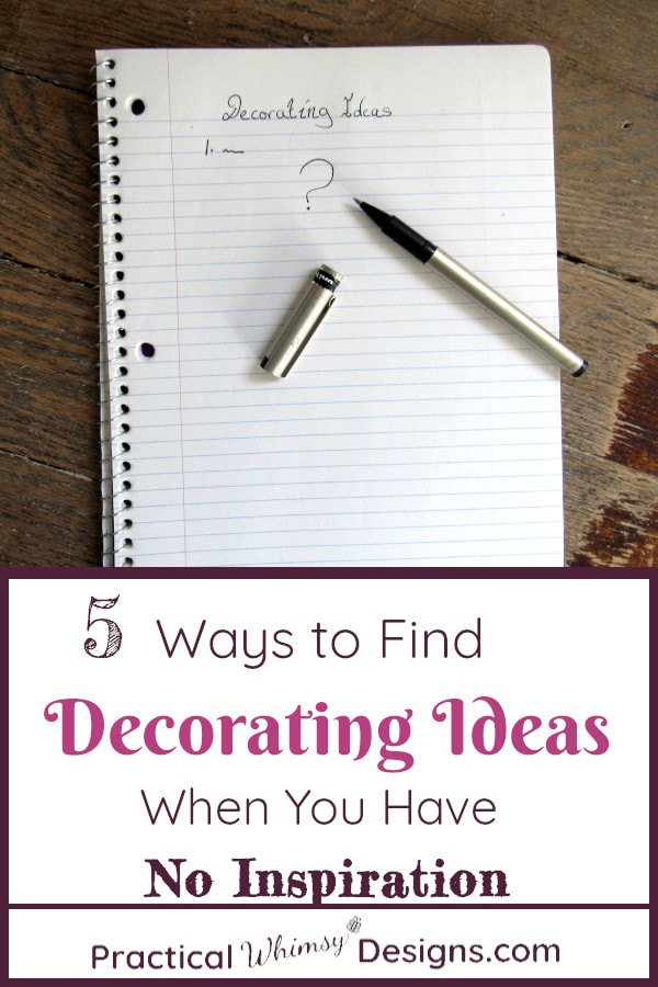 Notebook and pen to list ways to find decorating ideas.