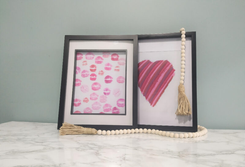 Heart and lip art made with lipstick
