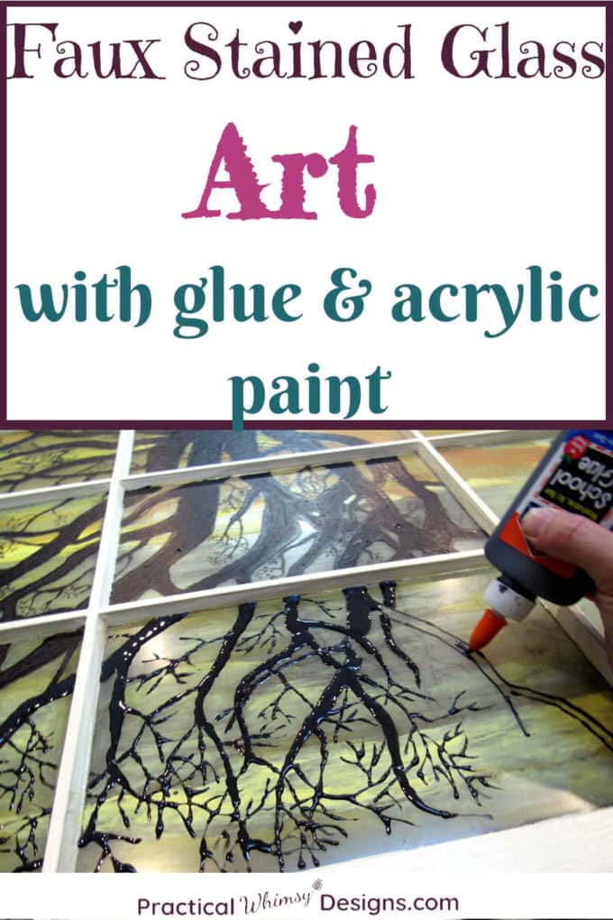 How to make Faux Stained Glass with Acrylic Paint and Glue